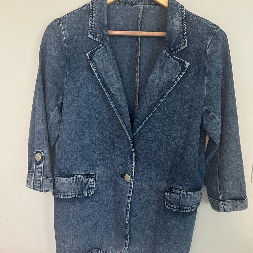 Denim Blazer Jacket - Blue